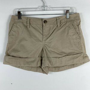 Old Navy Shorts Women's Size 4 Low Rise Khaki Chino Cuffed 100% Cotton Pockets